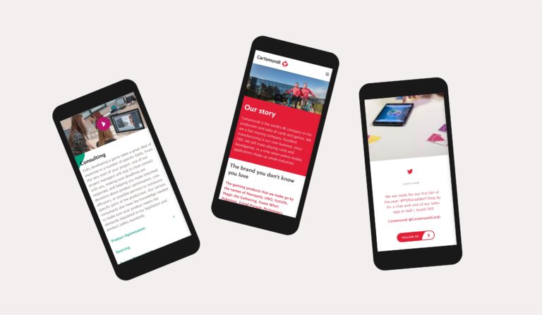 Cartamundi website smartphones. responsive webdesign, responsive web development, mobiele website, website op smartphone, website op iPhone, huisstijl, online rebranding.