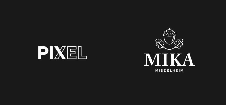 MuseumCafé PIXEL MIKA logos. Logos of MuseumCafé locations PIXEL and MIKA, used on the website and on the locations' one page websites.