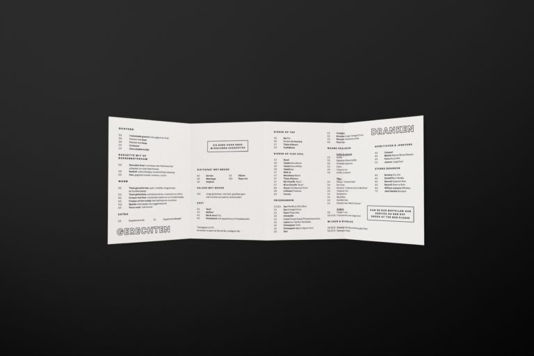 MuseumCafé menu overview. MuseumCafé menu lay-out and typography.