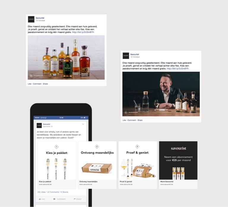 Savourist Facebook. Facebookposts, sociale mediacampagne, campagne, wireframes, responsive webdesign, online merkidentiteit, visuele identiteit, huisstijl, grafisch ontwerp Antwerpen,